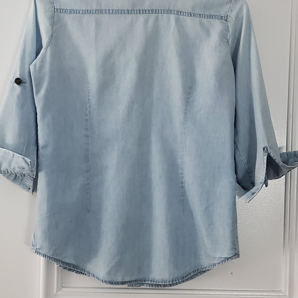 Fun & Flirt Denim Long sleeve Shirt- Small - Picture 6 of 11